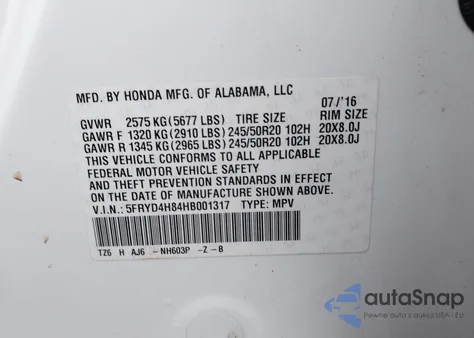 2017 Acura Mdx Advance Package from USA, damaged, VIN 5FRYD4H84HB001317